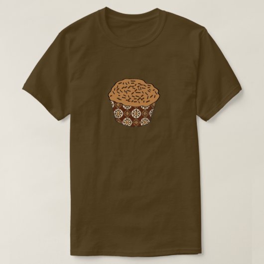 Caramel Frosted Cupcake met sprinken T-shirt (Design voorkant)