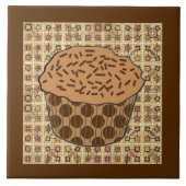 Caramel Frosted Cupcake met sprinken Tegeltje (Voorkant)