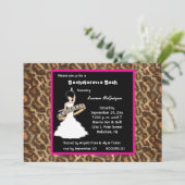Caramel Fuscia Leopard Party Invitation Kaart (Staand voorkant)