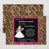 Caramel Fuscia Leopard Party Invitation Kaart (Voorkant / Achterkant)