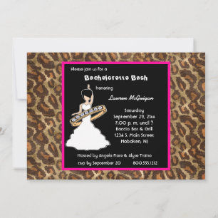 Caramel Fuscia Leopard Party Invitation Kaart