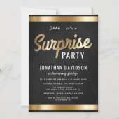 Caramel Gold en Black Surprise Verjaardagsfeest Magnetische Uitnodiging (Voorkant)