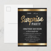 Caramel Gold en Black Surprise Verjaardagsfeest Uitnodiging Briefkaart (Voorkant / Achterkant)