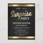 Caramel Gold en Black Surprise Verjaardagsfeest Uitnodiging Briefkaart (Voorkant)