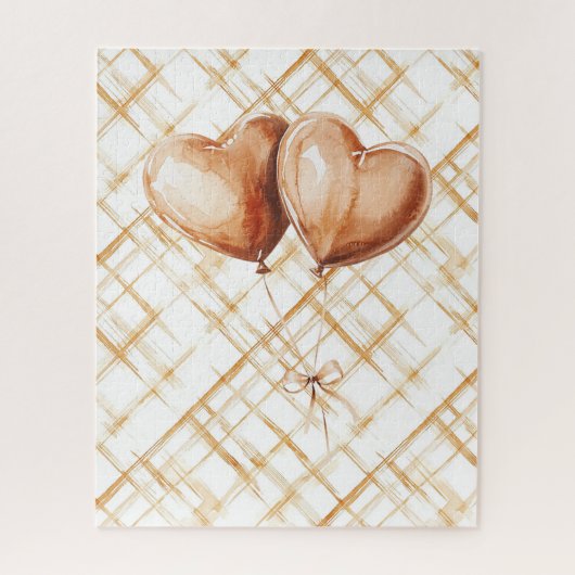 Caramel Hart Ballonnen Kerst Liefde Legpuzzel (Verticaal)