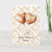 Caramel Hart Ballonnen Kerstmis Kaart (Voorkant)