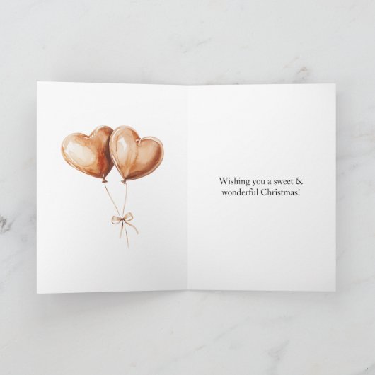 Caramel Hart Ballonnen Kerstmis Kaart (Binnen)