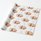 Caramel Hart Ballonnen Verjaardag Cadeaupapier (Uitgerold)
