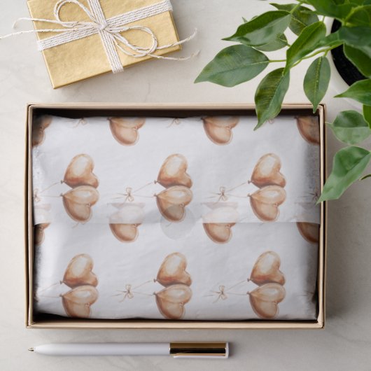 Caramel Hart Ballonnen Verjaardag Tissuepapier (Geschenk)