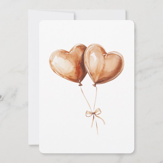 Caramel Heart Balloons Birthday Kaart (Achterkant)