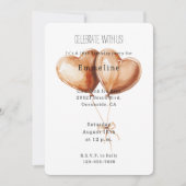 Caramel Heart Balloons Birthday Kaart (Voorkant)