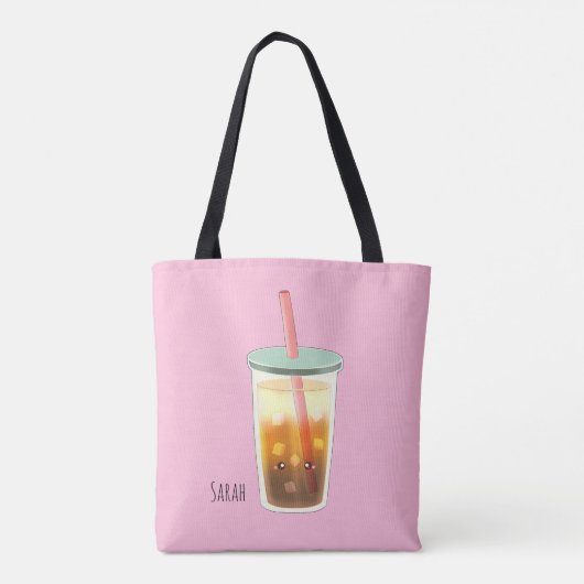 Caramel ijskoffie met schuimcrème tote bag (Achterkant)