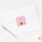 Caramel ijskoffie met schuimcrème vierkante sticker (Envelop)