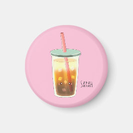 Caramel ijskoffie met schuimmagneet magneet