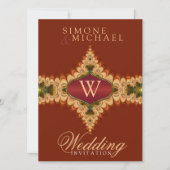 Caramel Lace Monogram Wedding Invitations Kaart (Voorkant)