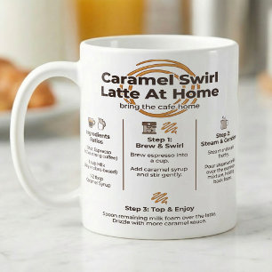 Caramel Latte Recept, Cafe Thuis Stappen Koffiemok