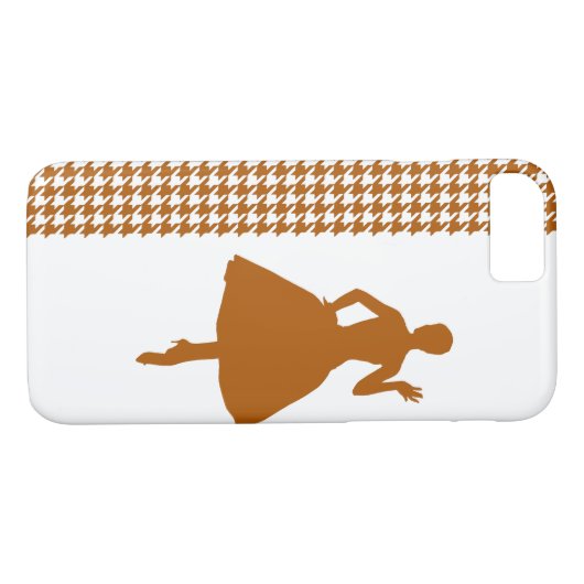 Caramel Modern Houndstooth met mode Silhouette Case-Mate iPhone Case (Achterkant (Horizontaal))