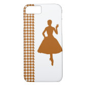 Caramel Modern Houndstooth met mode Silhouette Case-Mate iPhone Case (Achterkant)
