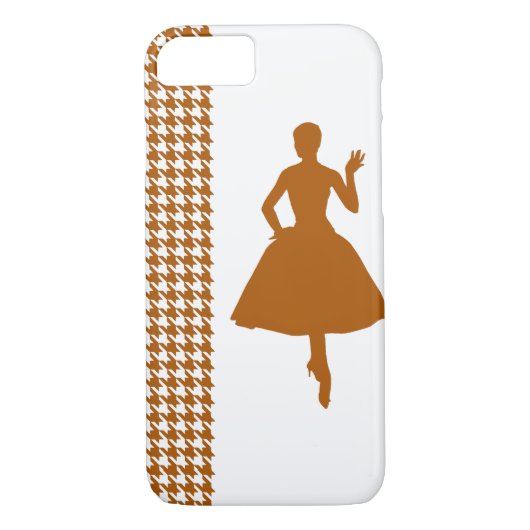 Caramel Modern Houndstooth met mode Silhouette Case-Mate iPhone Case (Achterkant)