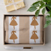 Caramel Modern Houndstooth met Mode Silhouette Tissuepapier (Geschenk)