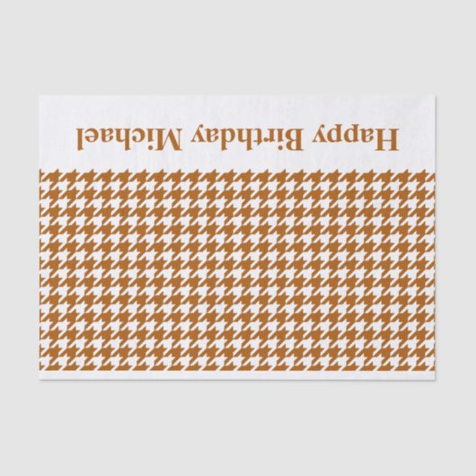 Caramel Modern Houndstooth w / aangepaste bericht Tissuepapier (Voorkant)