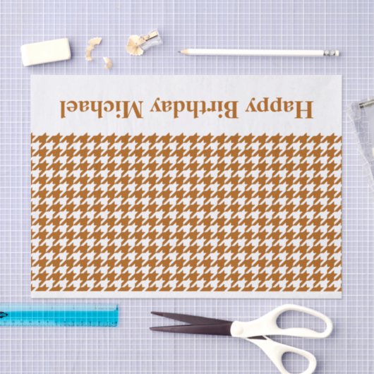 Caramel Modern Houndstooth w / aangepaste bericht Tissuepapier (Craft)