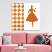 Caramel Modern Houndstooth w/mode Silhouette Canvas Afdruk (Insitu (Woonkamer))