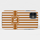 Caramel Modern Stripe met Monogram Case-Mate iPhone Case (Achterkant (horizontaal))