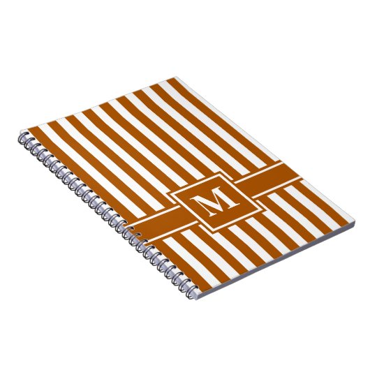 Caramel Modern Stripe met Monogram Notitieboek (Rechterzijde)