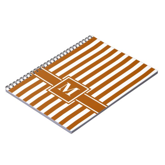 Caramel Modern Stripe met Monogram Notitieboek (Linkerzijde)