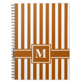 Caramel Modern Stripe met Monogram Notitieboek (Voorkant)
