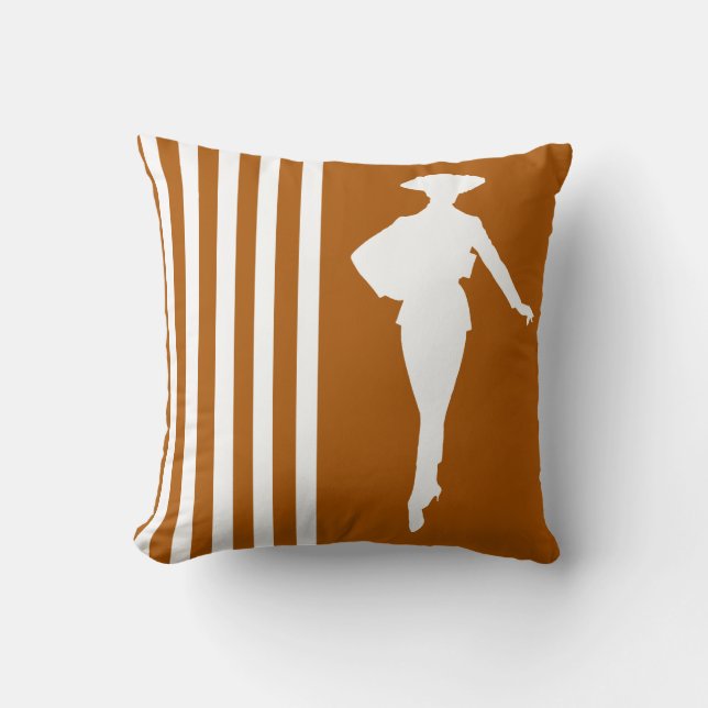 Caramel Modern Stripes met Mode Silhouette Kussen (Voorkant)