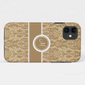 Caramel Monogrammed Damask iPhone 5 Hoesje (Achterkant (horizontaal))