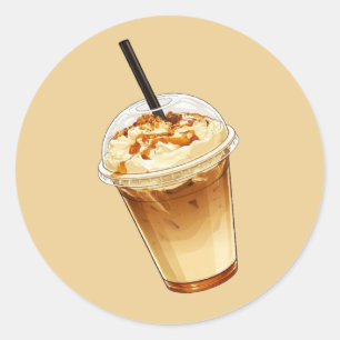 Caramel & Noten Ijs Koffie Ronde Sticker