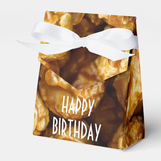 Caramel Popcorn Happy Birthday Favor Box Bedankdoosjes (Voorkant Zijde)