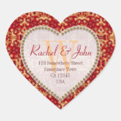 Caramel Roestpatroon Monogram Hart Trouwdag Hart Sticker (Voorkant)
