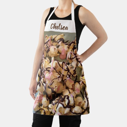 Caramel Snoep Drizzled Popcorn met naam Schort (Insitu)