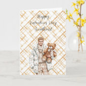 Caramel Valentijnsdag Man Teddybeer Kaart (Gele Bloem)