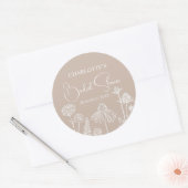 Caramel  Wildflowers Geschetste bloemen  Ronde Sticker (Envelop)