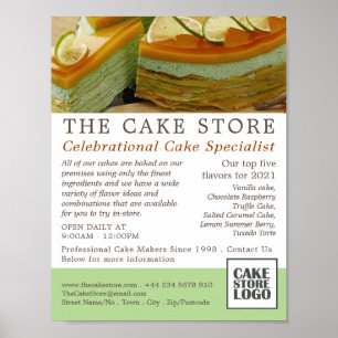 Caramelkoekjes, suikerwerk, Adverteren Cake Store Poster