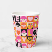 Caras Ilustracion Nostalgia Moderna Naranja Rosa Papieren Bekers (Links)