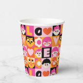 Caras Ilustracion Nostalgia Moderna Naranja Rosa Papieren Bekers (Rechts)