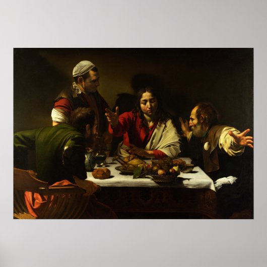 Caravaggio - Avondmaal in Emmaus 1602 Poster (Voorkant)