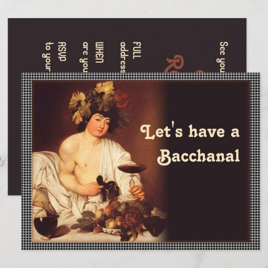Caravaggio Bacchus Bacchanal CC0202 Uitnodiging (Voorkant / Achterkant)