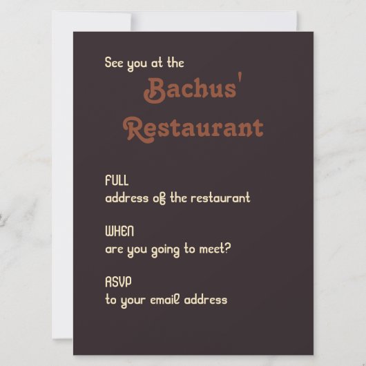 Caravaggio Bacchus Bacchanal CC0202 Uitnodiging (Achterkant)