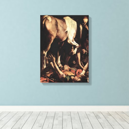 Caravaggio - Bekering van Saul Canvas Afdruk (Insitu (Houten vloer))