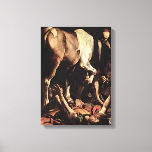 Caravaggio - Bekering van Saul Canvas Afdruk