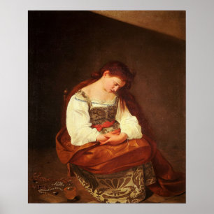 Caravaggio - Boetvaardige Magdalena 1594 Poster