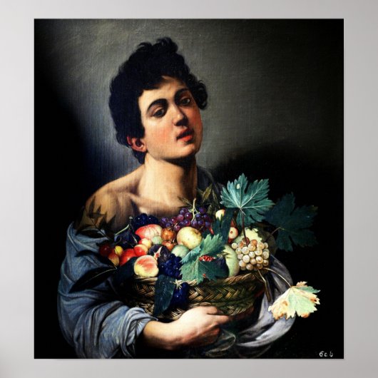 Caravaggio - Boy met een mand fruit 1593 Poster (Voorkant)