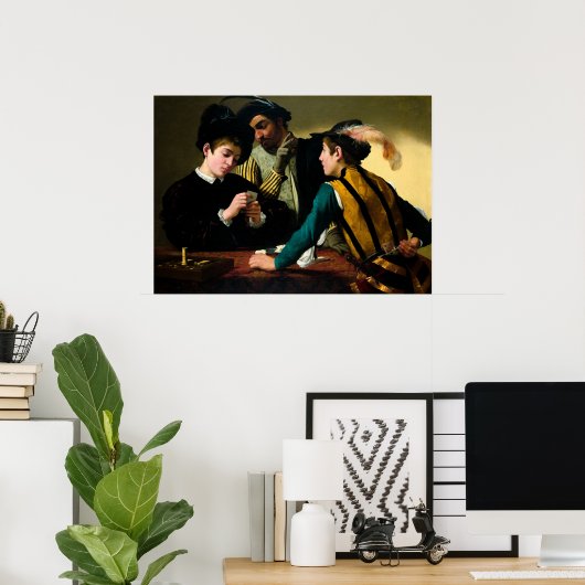 Caravaggio Cardsharps Poster (Thuiskantoor)
